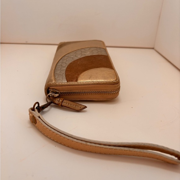 Coach Gold and Brown Wristlet Clutch - Picture 4 of 13